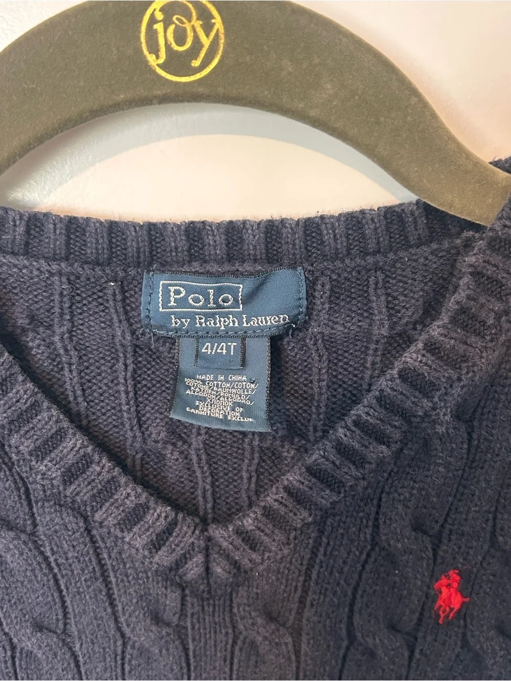 Polo Ralph Lauren Navy Cable Knit V-Neck Sweater Vest Boys 4